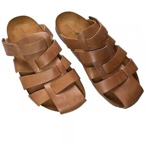Haflinger Men’s Paris Sandals Leather Interlocking Slip On Size 45 EU 12 US